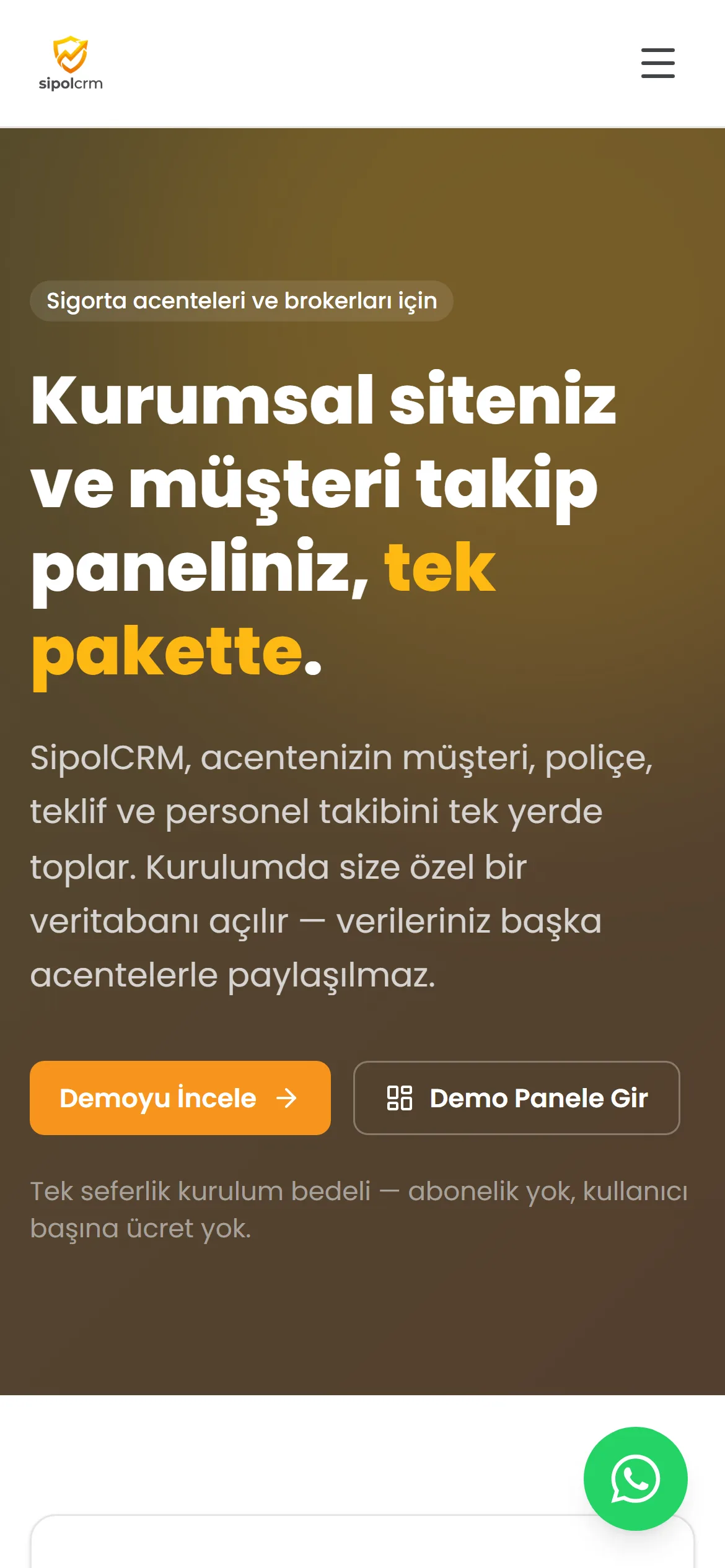 SipolCRM — Insurance Agency CRM — mobile view