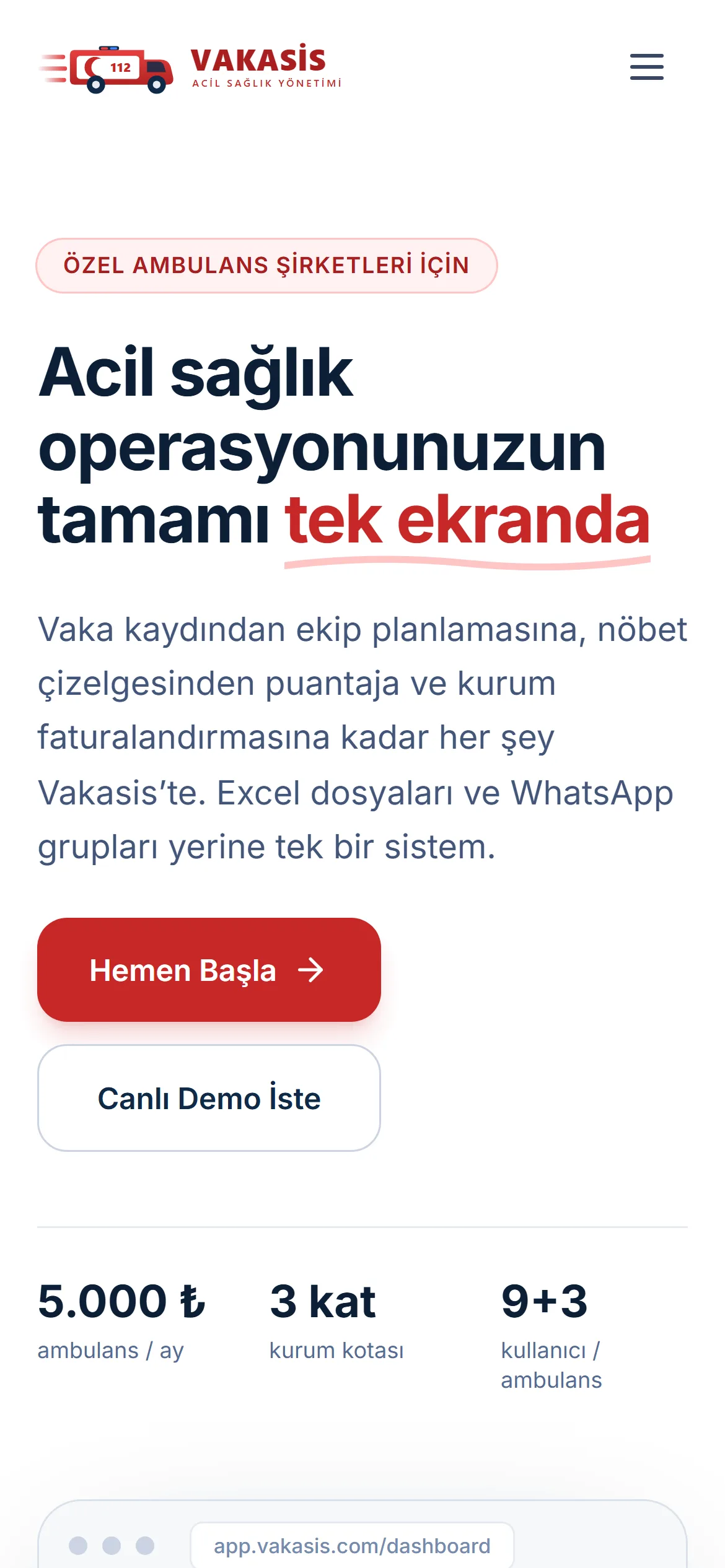 Vakasis — Emergency Medical Management — mobile view