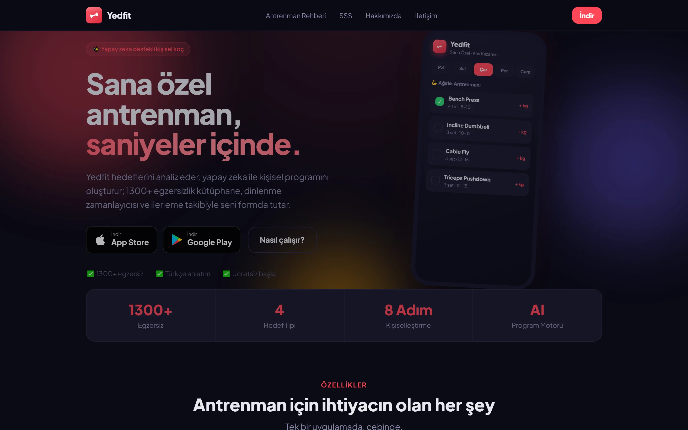Yedfit — Yapay Zekâ Destekli Antrenman Koçu