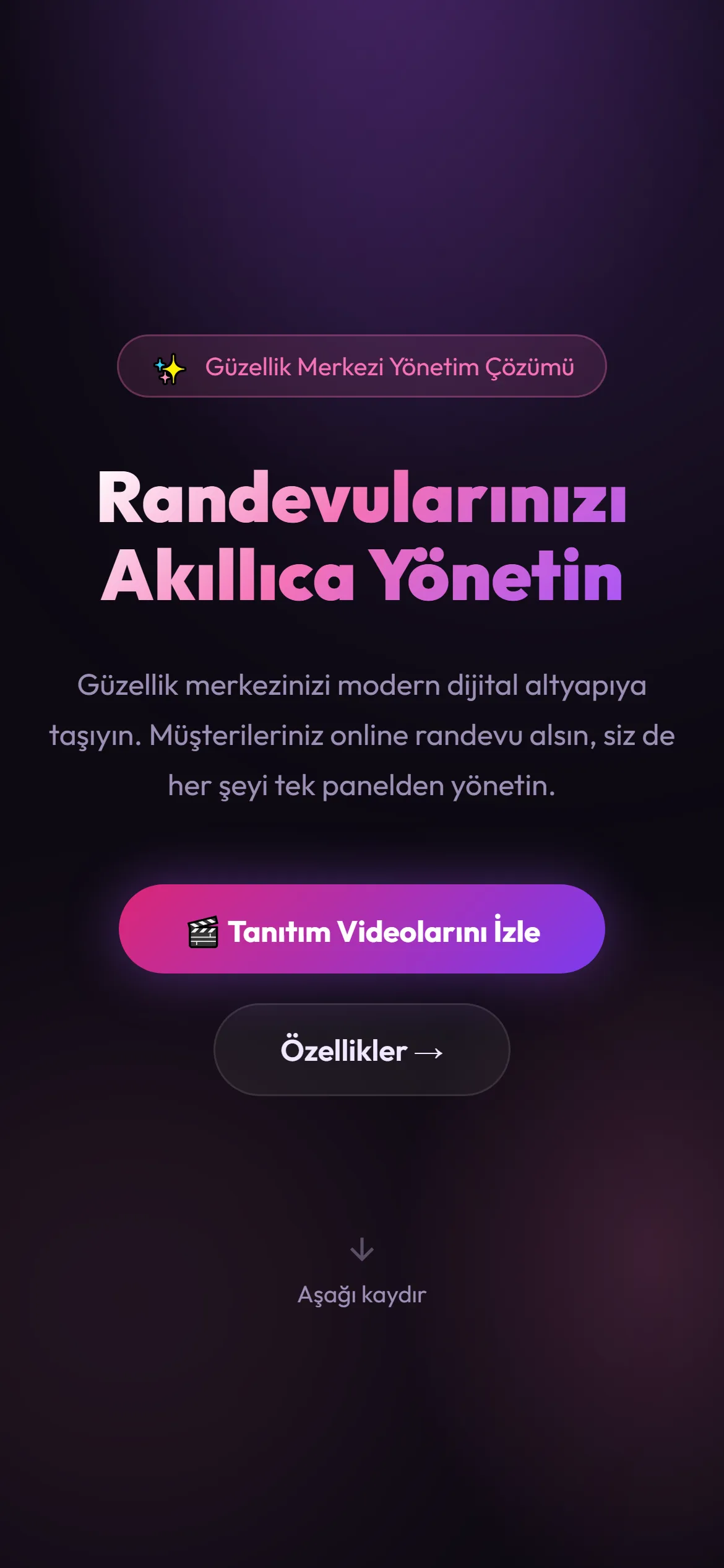 Güzellik Merkezi Randevu Takip Sistemi — mobil görünüm