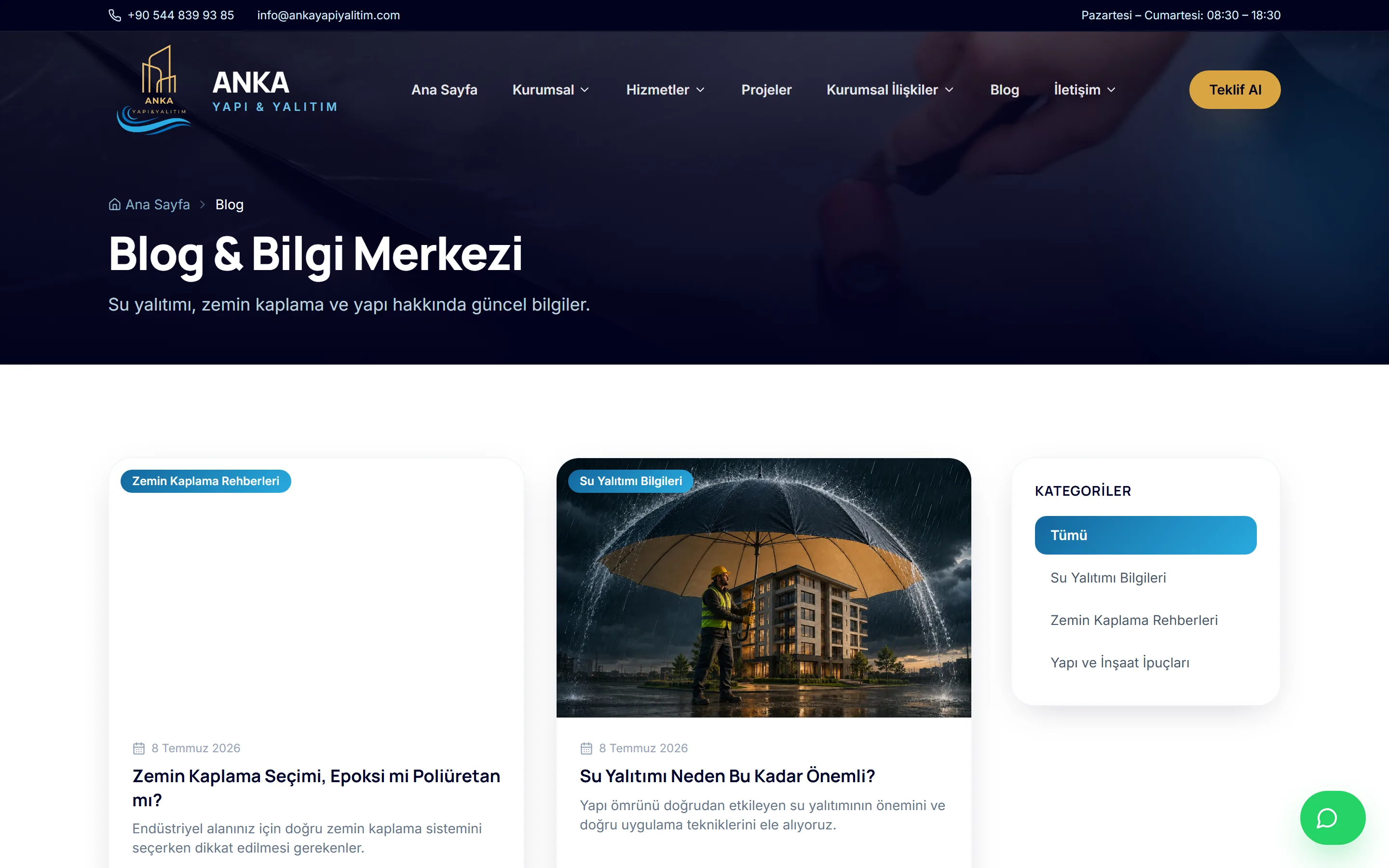 Anka Yapı & Yalıtım — blog page