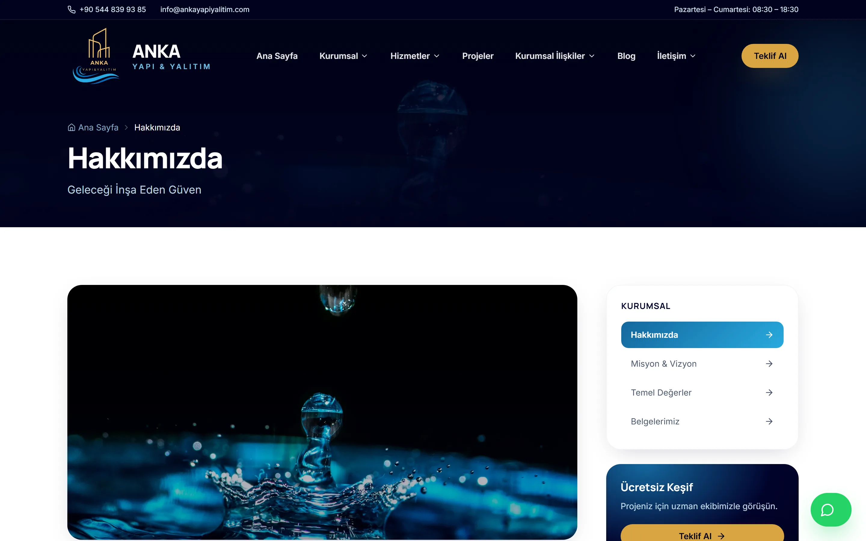Anka Yapı & Yalıtım — hakkimizda page