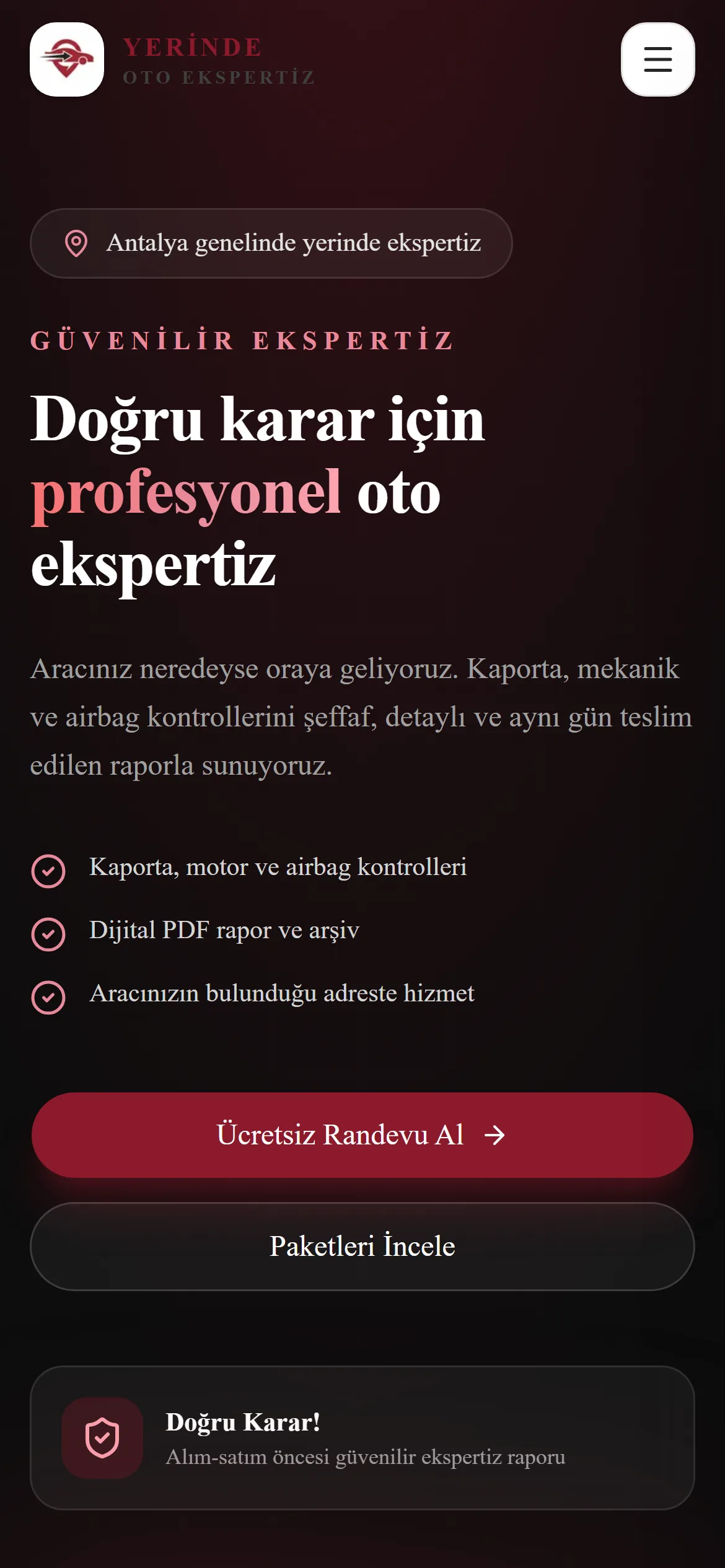 CHN Yerinde Oto Ekspertiz — mobil görünüm